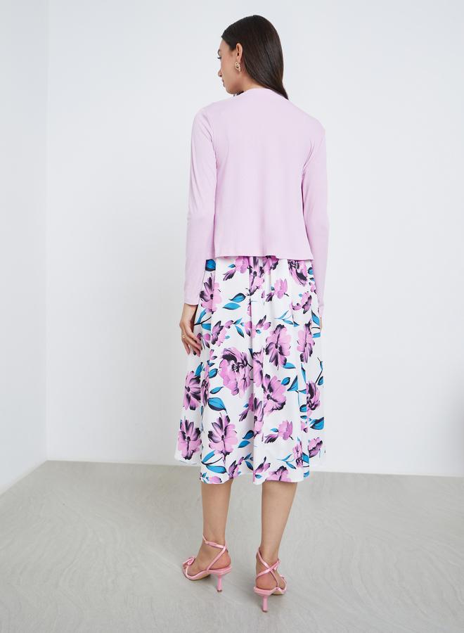 Take Two Ribbed Texture Cardigan and Floral Print Cami Dress Co-Ords - Image 5