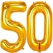 Jonhamwelbor 50 Number Balloons Gold Big Giant Jumbo Number 50 Foil Mylar Balloons for 50th Birthday Party Supplies 50 Anniversary Events Decorations - Image 4