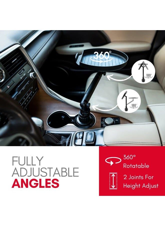 MACALLY Cup Holder Tray- Perfect Adjustable Car Food Tray for Eating with Phone Slot and Swivel Arm -Organizer - Road Trip Essential Car Travel Accessories Gadgets - Image 4