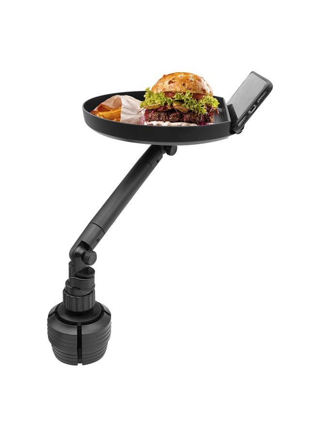 MACALLY Cup Holder Tray- Perfect Adjustable Car Food Tray for Eating with Phone Slot and Swivel Arm -Organizer - Road Trip Essential Car Travel Accessories Gadgets - Image 1
