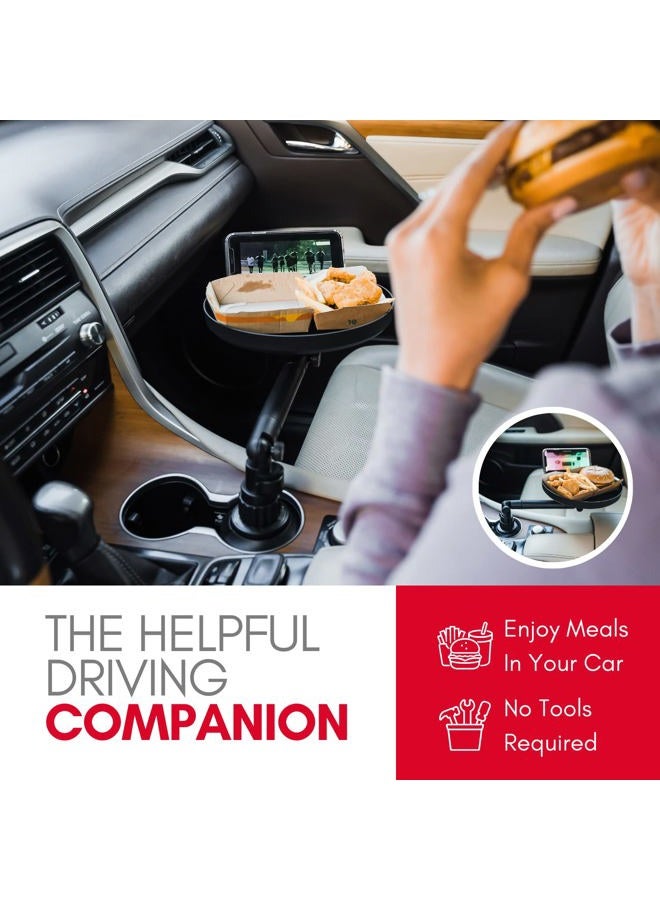 MACALLY Cup Holder Tray- Perfect Adjustable Car Food Tray for Eating with Phone Slot and Swivel Arm -Organizer - Road Trip Essential Car Travel Accessories Gadgets - Image 2