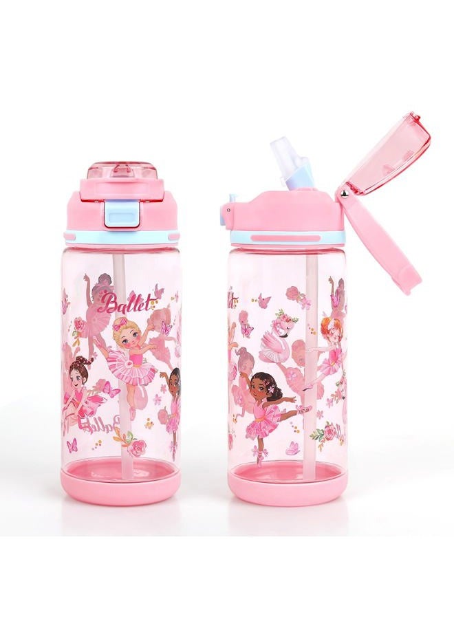 Decalsweet Kids Water Bottle 20oz Durable Leak-Proof Plastic Water Cup for Kids Toddlers,With Straw Handle and Pop-Up Spout Cover,Safe for School Sports Daycare Travel & Camp - Image 1
