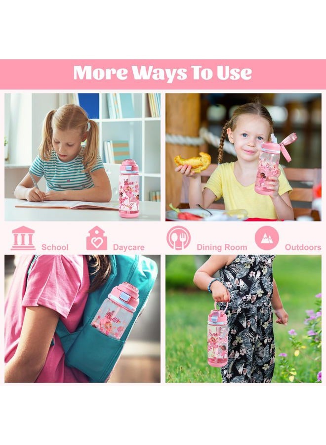Decalsweet Kids Water Bottle 20oz Durable Leak-Proof Plastic Water Cup for Kids Toddlers,With Straw Handle and Pop-Up Spout Cover,Safe for School Sports Daycare Travel & Camp - Image 2