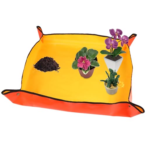 Azureblue 30" X 30" Large Plant Repotting Mat for Indoor Plants Potting Soil, Foldable Waterproof Plant Repotting/Potting Tray, Portable Potting Mat Gardening Tray for House Plants (Medium 30 X 30" (Orange)) - Image 1