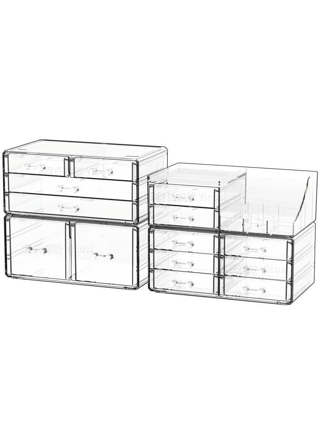 Cq acrylic Makeup Organizers Countertop,Makeup Organization and Skincare Storage With 14 Drawers for Vanity, Desktop, Bathroom,Clear Cosmetic Organizer for Beauty Skin Care Skincare Product Organizing - Image 1