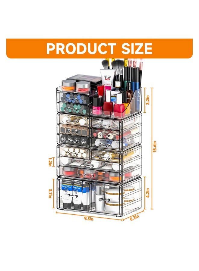 Cq acrylic Makeup Organizers Countertop,Makeup Organization and Skincare Storage With 14 Drawers for Vanity, Desktop, Bathroom,Clear Cosmetic Organizer for Beauty Skin Care Skincare Product Organizing - Image 3