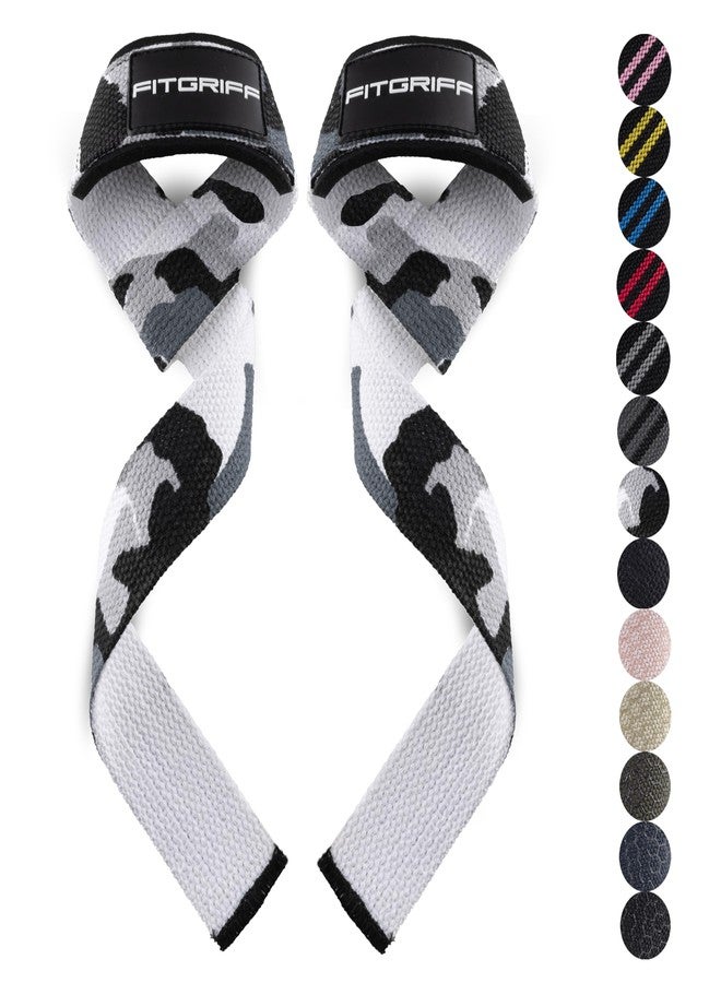 Fitgriff® Lifting Straps (Padded) for Strength Training, Bodybuilding, Fitness - Deadlift Straps - Lifting Straps - for Women and Men (Camo Grey) - Image 1