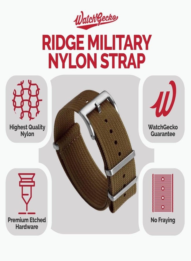 WatchGecko Ridge Military Nylon Watch Strap - 18mm, 19mm, 20mm, 21mm, 22mm, 24mm, 24mm, Nylon, No Gemstone - Image 3