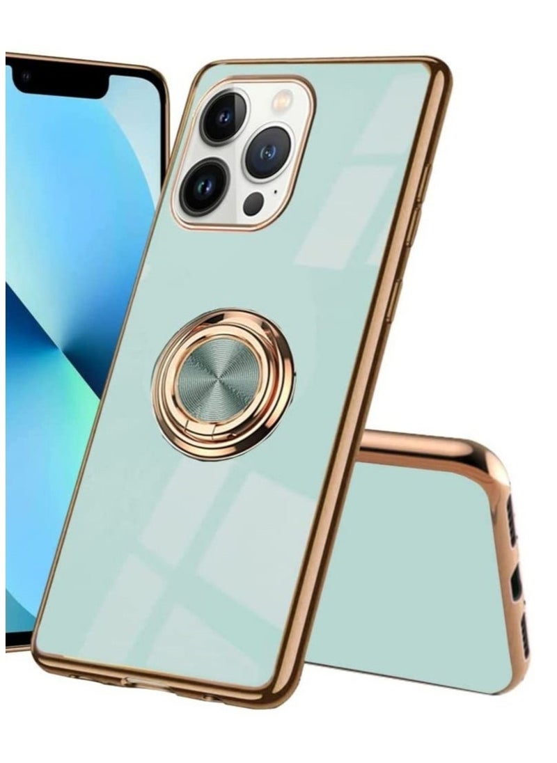 Raxoom Luxury Silicone TPU Shockproof Ring Holder Kickstand Slim Plated Phone Case Cover designed for iPhone 13 Pro Max - Image 1