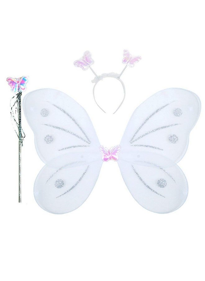 AK ANOLIHK - AK ANOLIHK Net Fairy Butterfly Wings Costume For Baby Girl (1Pc Pink & 1Pc White) - Image 1