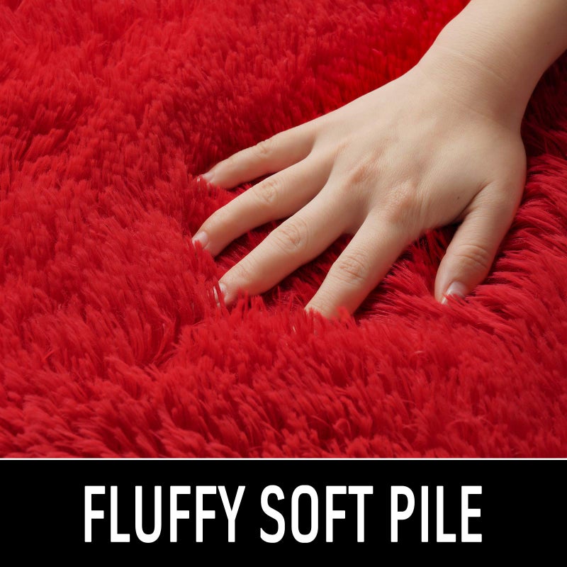HOMORE HOMORE Red Rug 6x9 Fluffy Area Rugs Modern Shag Rug for Bedroom  Large Living Room Rug for Girls  Non Slip Rugs for Kids Playroom Classroom  Cute Rugs and Carpets for Chidren Nursery Home Dorm Decor  - Image 4