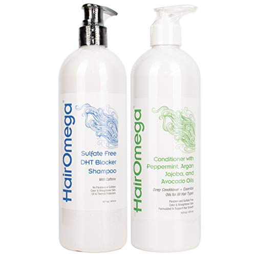 DrFormulas HairOmega DHT Blocker Shampoo  Conditioner with Moroccan Argan Oil Jojoba Oil Avocado Oil Sulfate Free Shampoo  Conditioner Set