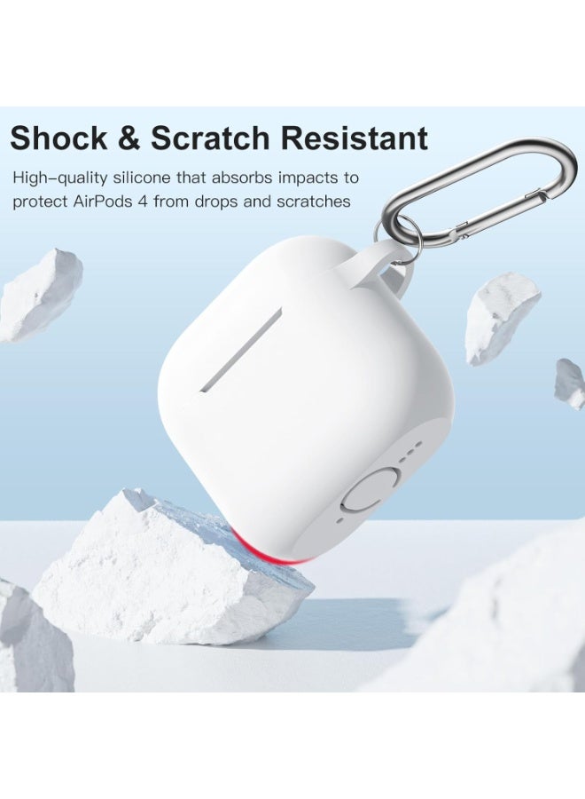 QIRG Silicone Protective Case Cover for AirPods 4/Airpods 4 ANC with Keychain ( White) - Image 3