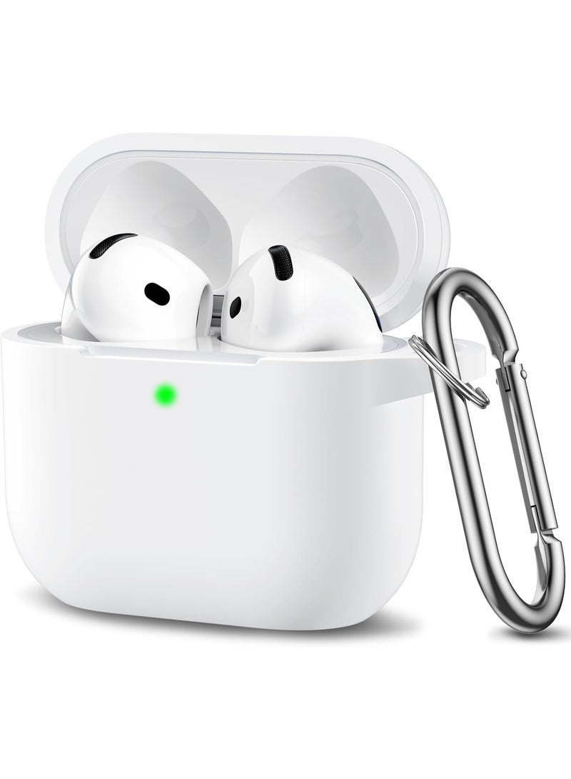 QIRG Silicone Protective Case Cover for AirPods 4/Airpods 4 ANC with Keychain ( White) - Image 1