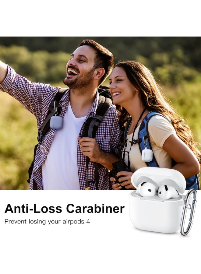 QIRG Silicone Protective Case Cover for AirPods 4/Airpods 4 ANC with Keychain ( White) - Image 5