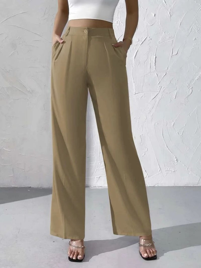 2024 New Elegant Solid Color High-Grade Hanging Wide Leg Dress Pants Pants Women'S Suit Pants - Image 5