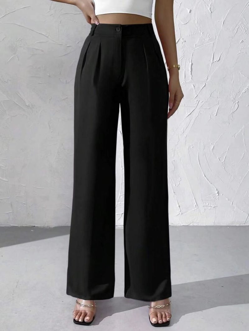 2024 New Elegant Solid Color High-Grade Hanging Wide Leg Dress Pants Pants Women'S Suit Pants - Image 3