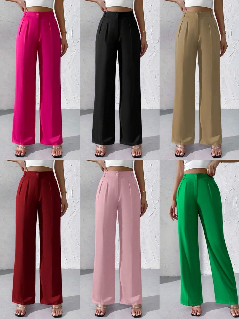 2024 New Elegant Solid Color High-Grade Hanging Wide Leg Dress Pants Pants Women'S Suit Pants - Image 2