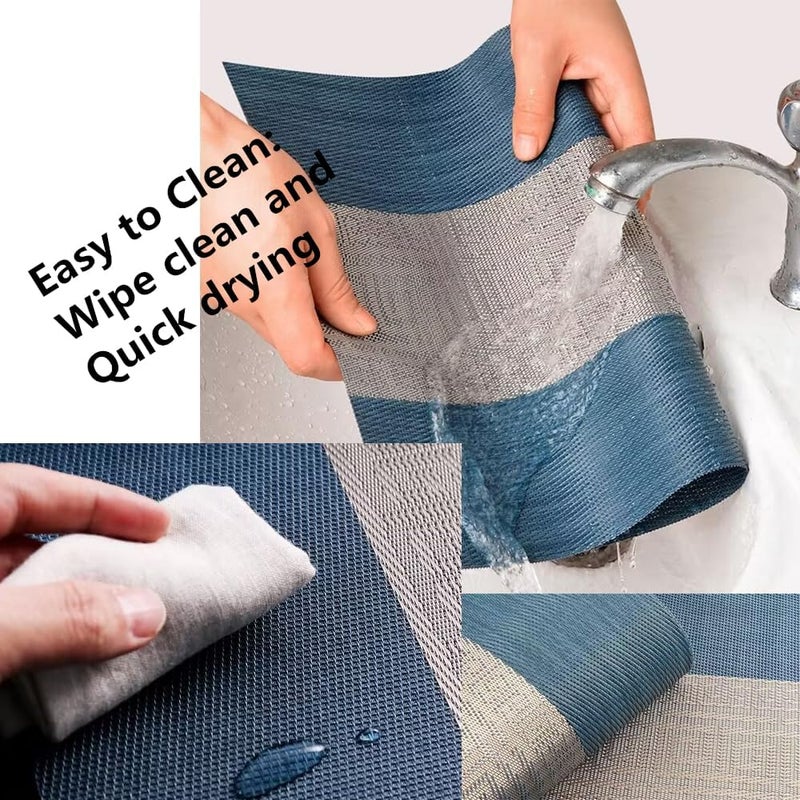 Misuhom Placemats with Table Runner Set Place Mats Woven Crossweave Placemat Vinyl Kitchen Tablemat Washable PVC Table Mats for Dining Table Parties Farmhouse Thanksgiving Christmas  Gathering Blue C - Image 4