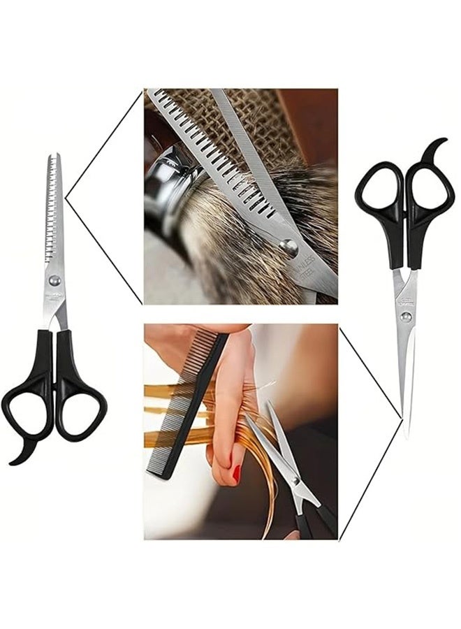 2PCS محترف تقطيع الشعر مقص حلاقة الفولاذ المقاوم للصدأ للرجال والنساء ، المنزل وصالون تقطيع الشعر وتصميم - Image 3