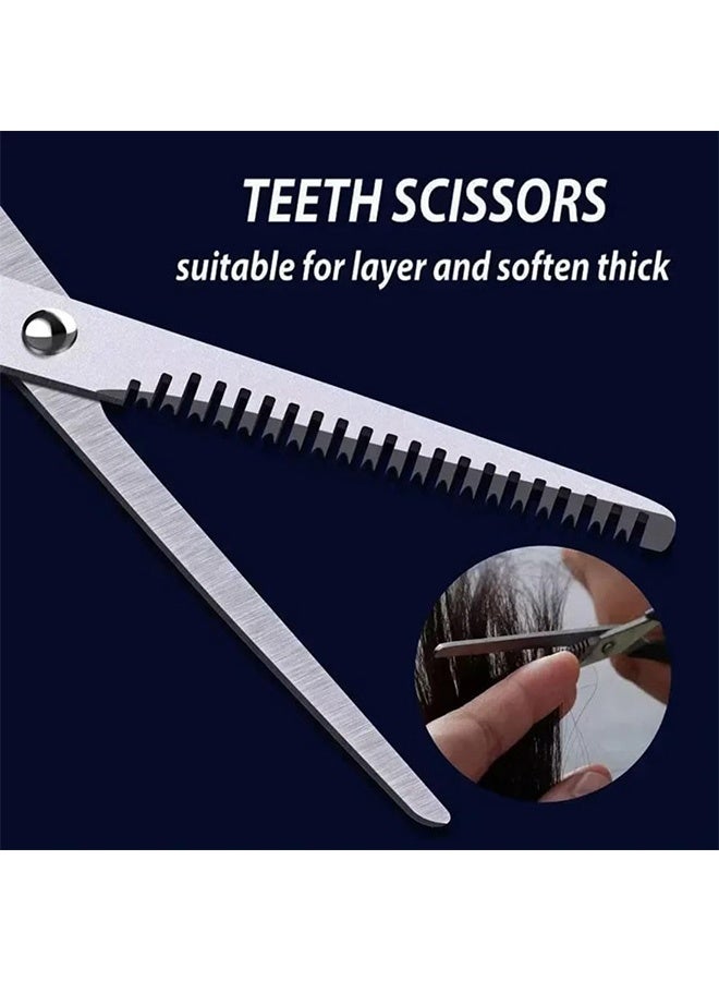 2PCS محترف تقطيع الشعر مقص حلاقة الفولاذ المقاوم للصدأ للرجال والنساء ، المنزل وصالون تقطيع الشعر وتصميم - Image 5