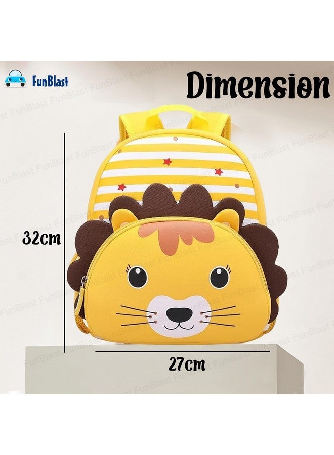 FunBlast حقائب المدرسة FunBlast للأطفال - حقيبة بموضوع الأسد للأطفال، حقيبة نزهة للأطفال، حقيبة صغيرة للأطفال، للأولاد والبنات، حقائب خفيفة صغيرة فاخرة للأطفال (32 × 27 × 11 سم) - Image 2
