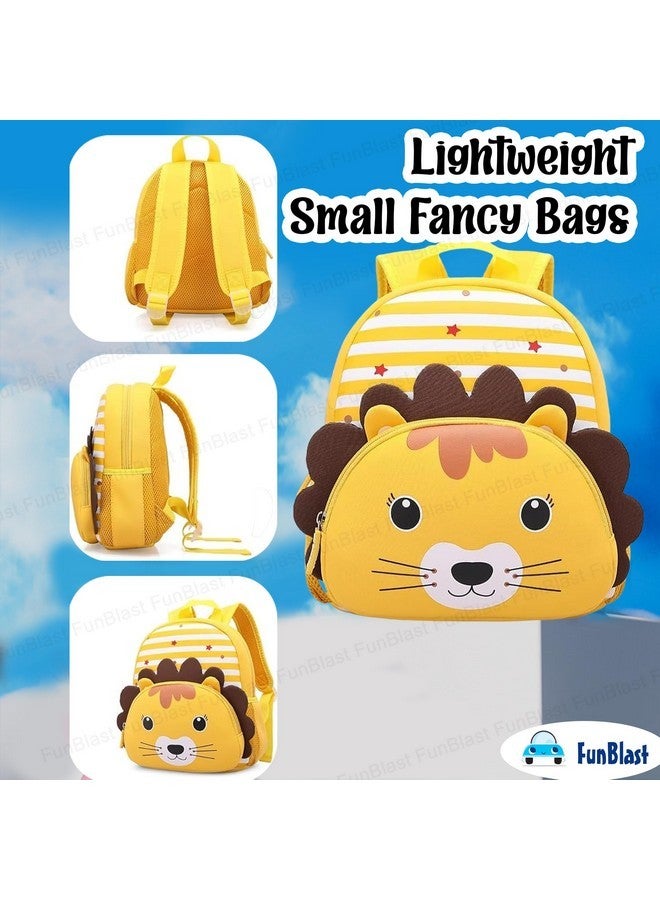 FunBlast حقائب المدرسة FunBlast للأطفال - حقيبة بموضوع الأسد للأطفال، حقيبة نزهة للأطفال، حقيبة صغيرة للأطفال، للأولاد والبنات، حقائب خفيفة صغيرة فاخرة للأطفال (32 × 27 × 11 سم) - Image 5