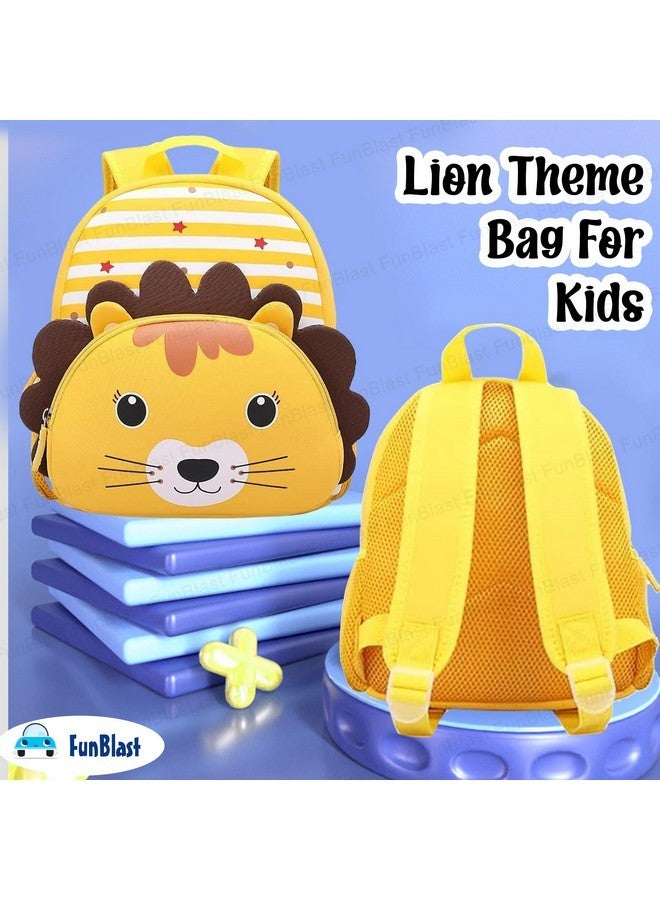 FunBlast حقائب المدرسة FunBlast للأطفال - حقيبة بموضوع الأسد للأطفال، حقيبة نزهة للأطفال، حقيبة صغيرة للأطفال، للأولاد والبنات، حقائب خفيفة صغيرة فاخرة للأطفال (32 × 27 × 11 سم) - Image 4