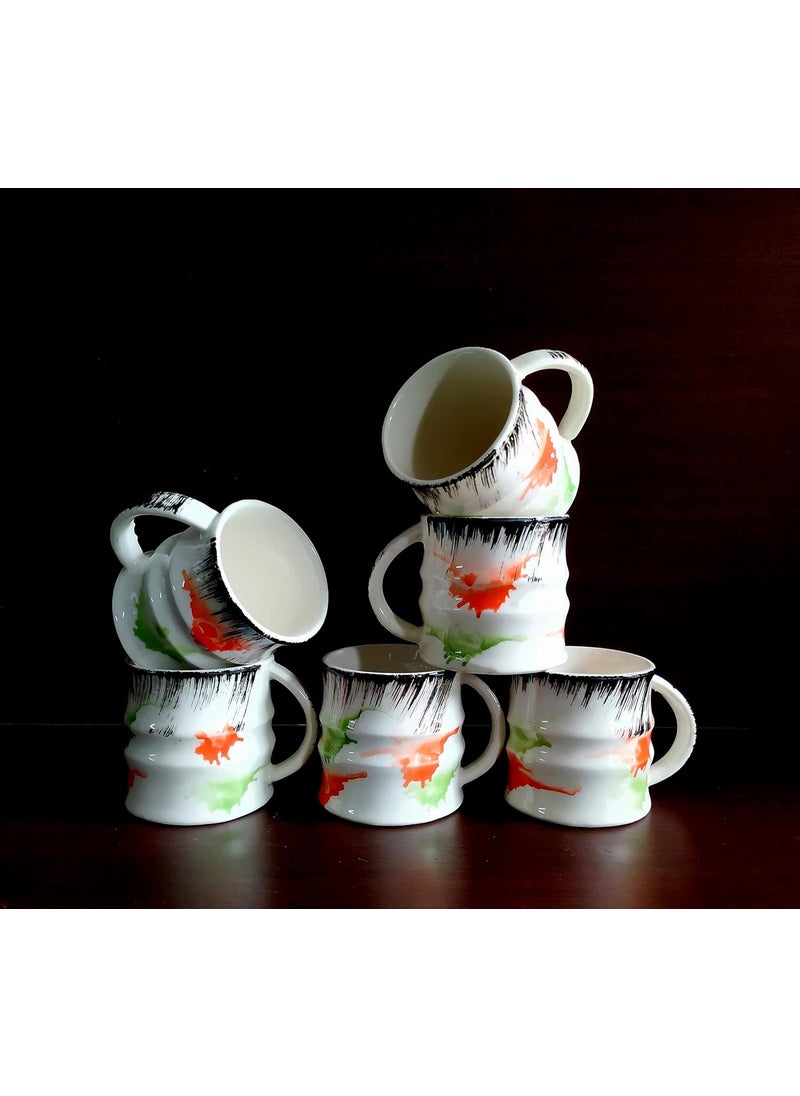 MOODY PANDA MOODY PANDA Vibrant Set of 6 Cups Cup Set Ceramic Cup Set of 6 160 ml Tea Cups Colorful Cups  - Image 5