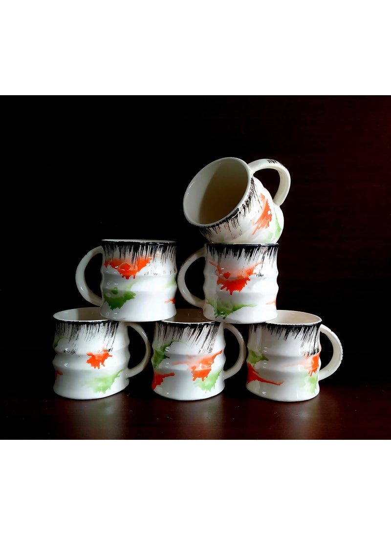 MOODY PANDA MOODY PANDA Vibrant Set of 6 Cups Cup Set Ceramic Cup Set of 6 160 ml Tea Cups Colorful Cups  - Image 4