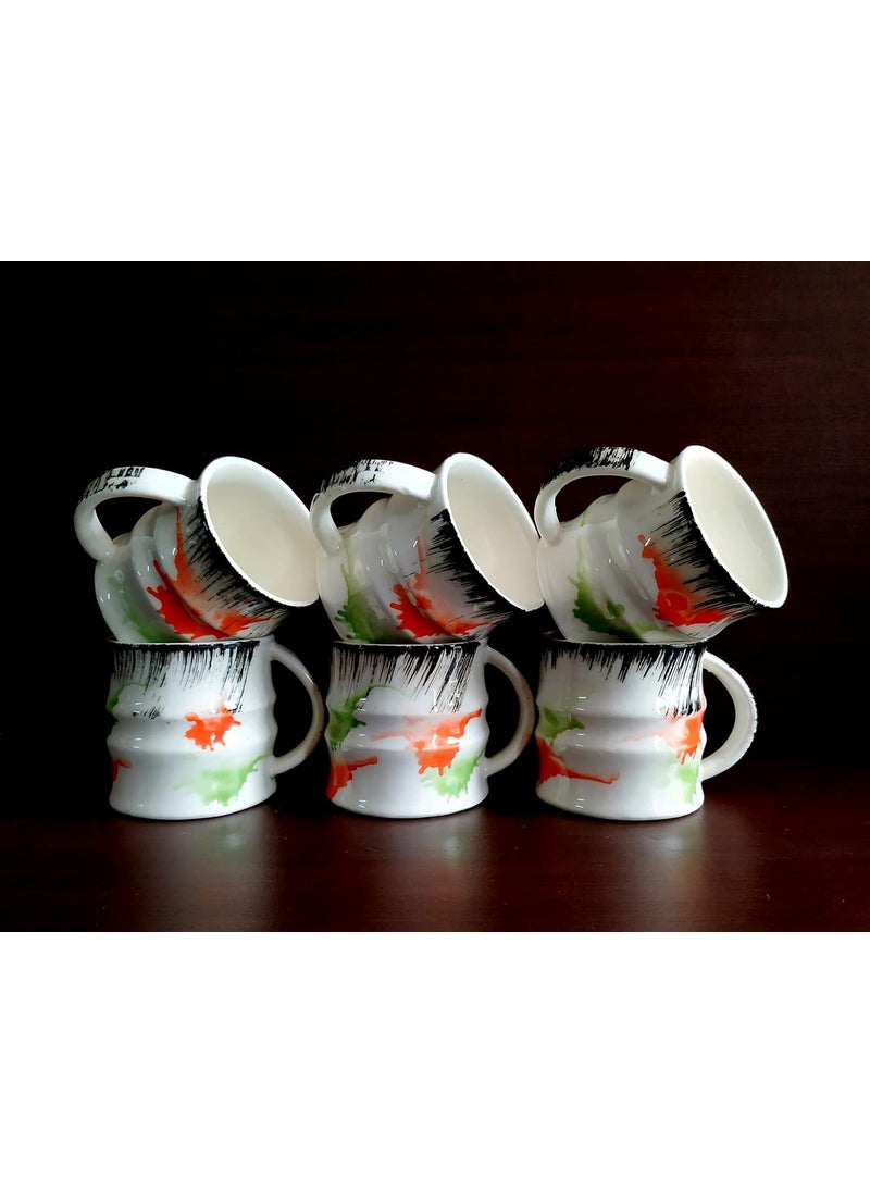 MOODY PANDA MOODY PANDA Vibrant Set of 6 Cups Cup Set Ceramic Cup Set of 6 160 ml Tea Cups Colorful Cups  - Image 2