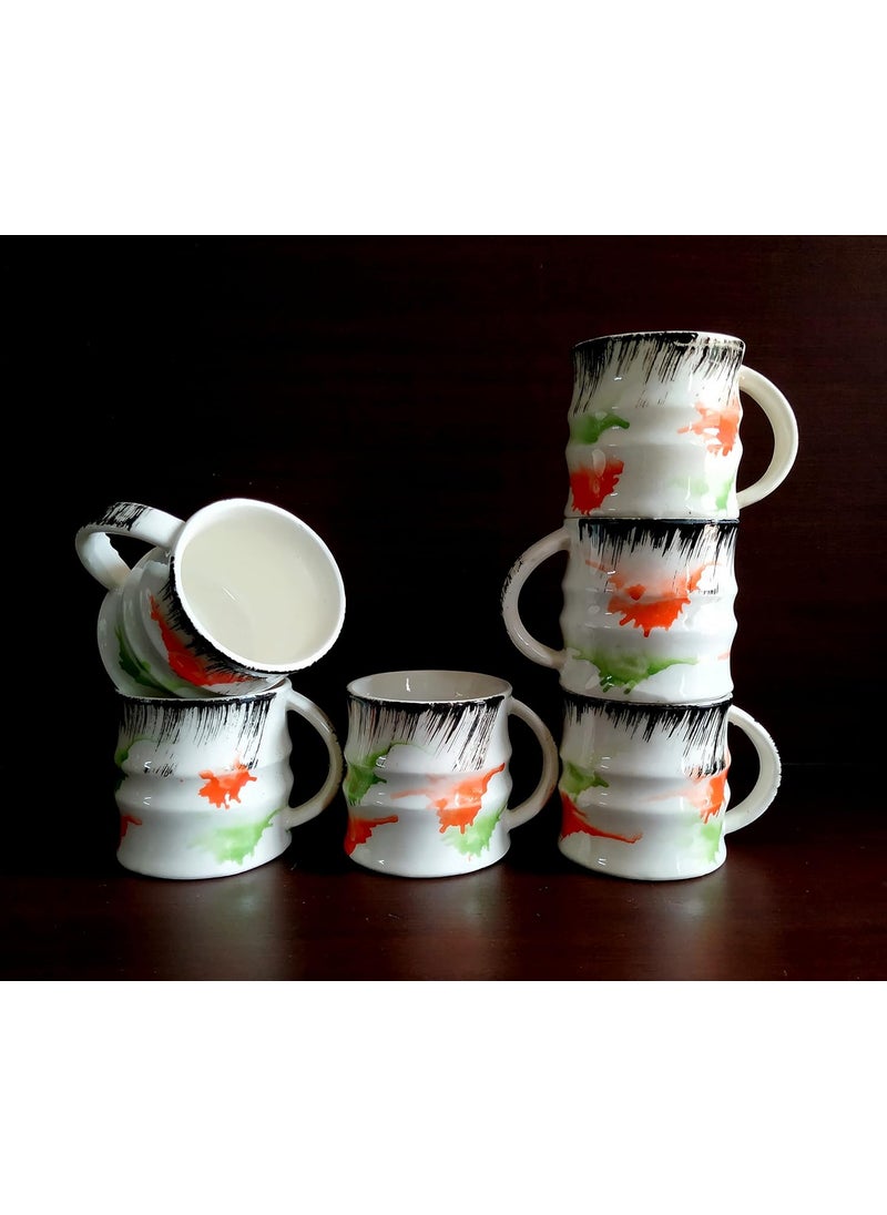 MOODY PANDA MOODY PANDA Vibrant Set of 6 Cups Cup Set Ceramic Cup Set of 6 160 ml Tea Cups Colorful Cups  - Image 1