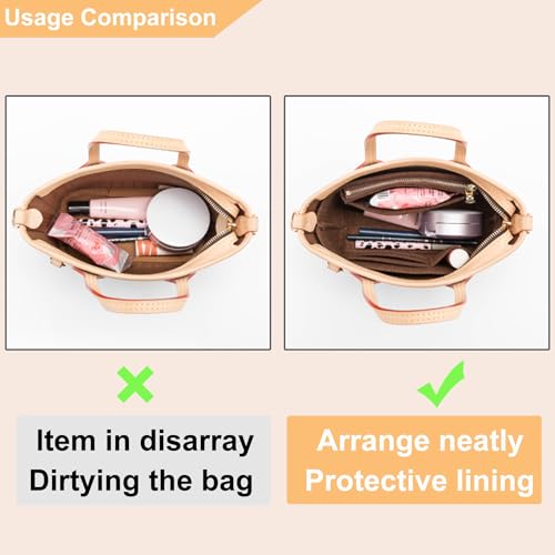 Doxo Purse Organizer Insert for Longchamp Mini/XS Handbags/Neverfull BB,Keeps Le pliage Mini Bags Neat And Shaped (XS/BB,Brown) - Image 4