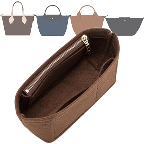 Doxo Purse Organizer Insert for Longchamp Mini/XS Handbags/Neverfull BB,Keeps Le pliage Mini Bags Neat And Shaped (XS/BB,Brown) - Image 2