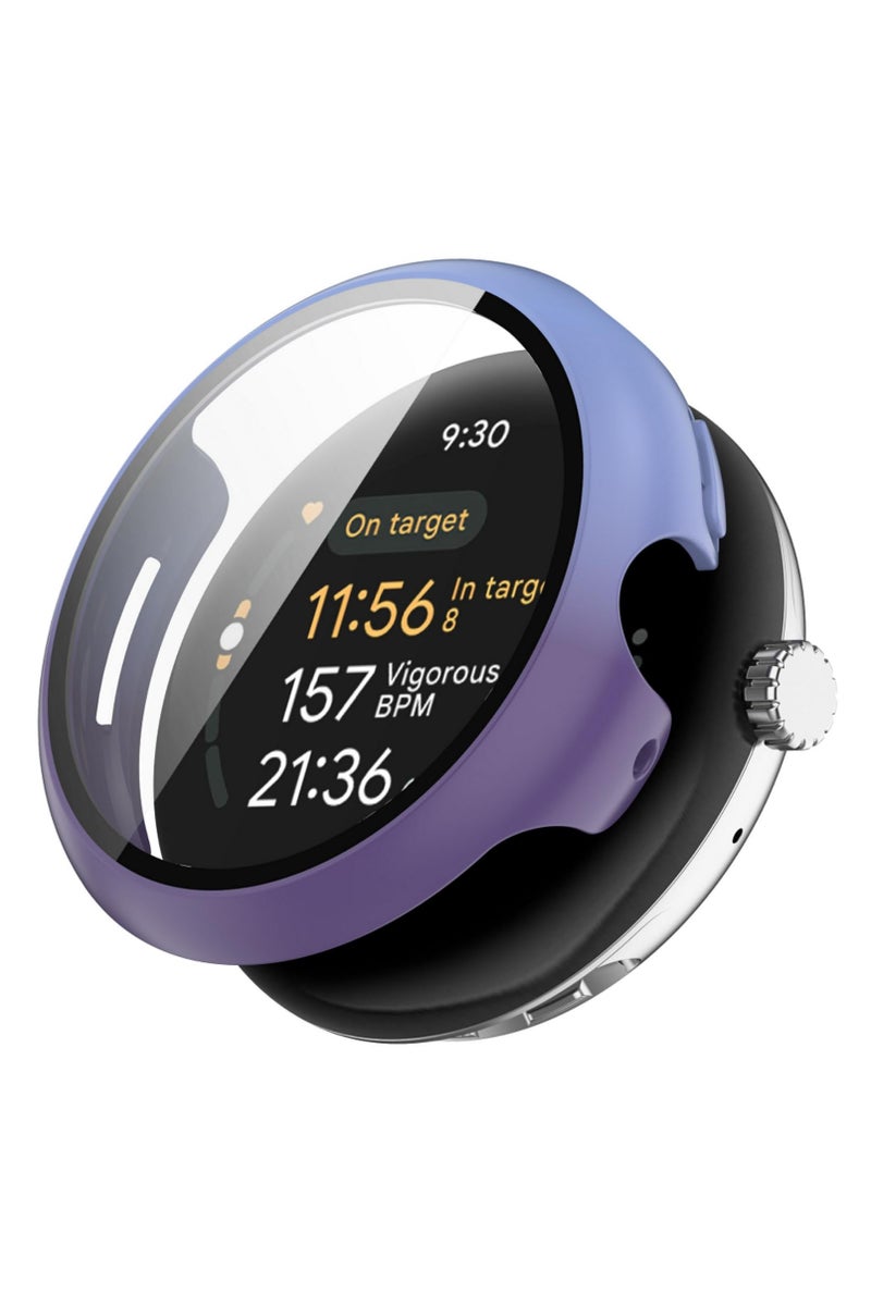 1pcs PC+tempered glass case For Google Pixel Watch 3 High definition high penetration Screen protector Smart watches accessories 45mm Blue Purple - Image 1