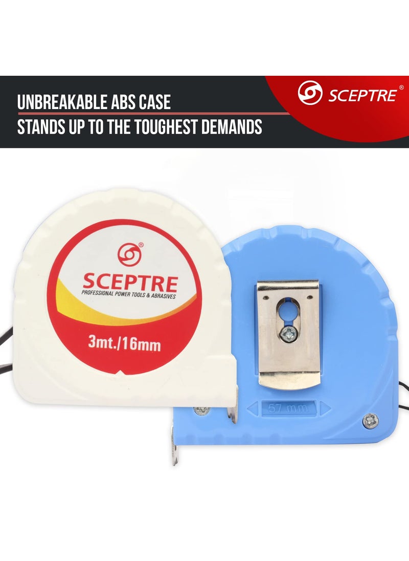 Sceptre SCEPTRE 3M Steel Inchi Measuring Tape with NonSlip ABS Case Heavy Duty Auto Retractable Measure Length Carpenters Choice 3 Meter Length  - Image 5