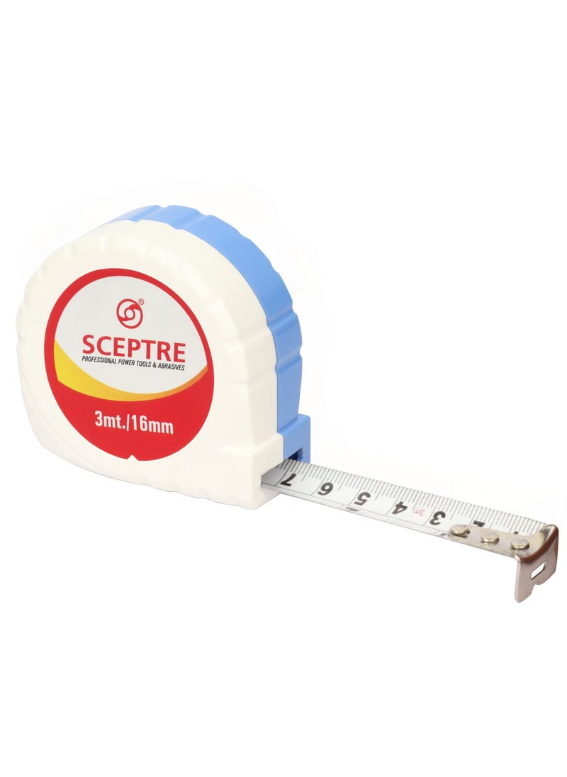Sceptre SCEPTRE 3M Steel Inchi Measuring Tape with NonSlip ABS Case Heavy Duty Auto Retractable Measure Length Carpenters Choice 3 Meter Length  - Image 1