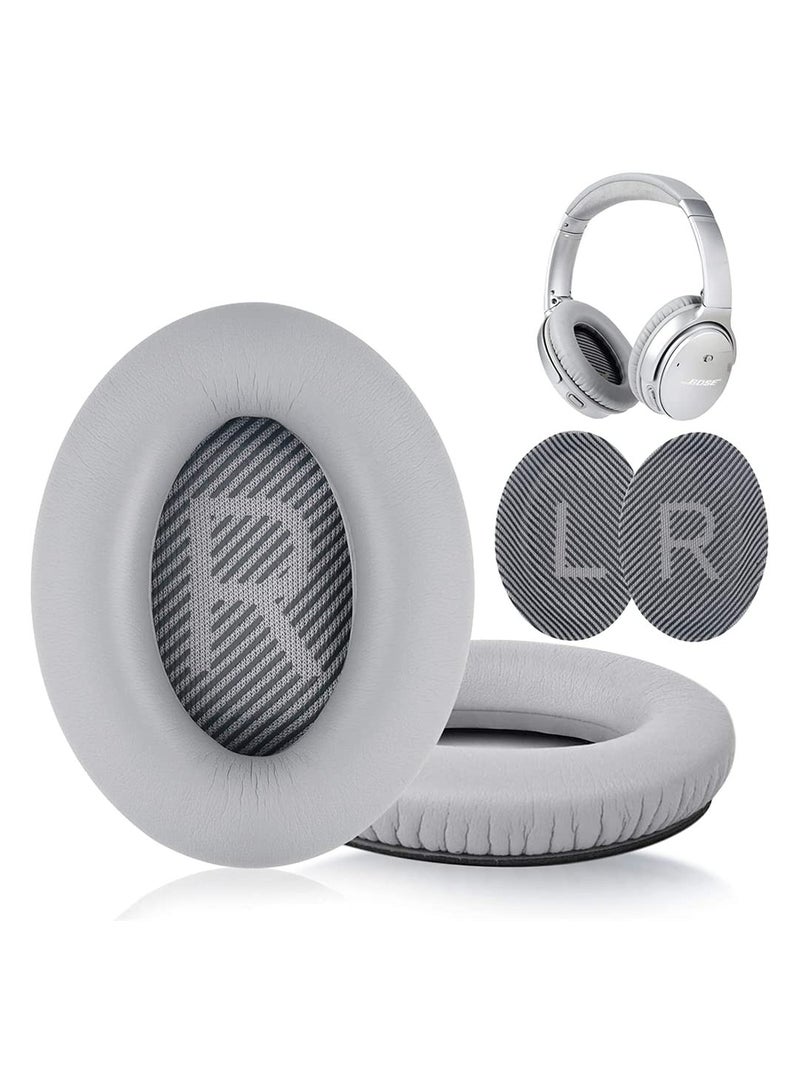 KASTWAVE Cushions Bose Replacement Ear Pads Kit, Professional Replacement Earpads Cushions for QC35, QC35ii Headphones, Ear Pads with Softer Leather, Noise Isolation Foam, Added Thickness (Silver) - Image 1