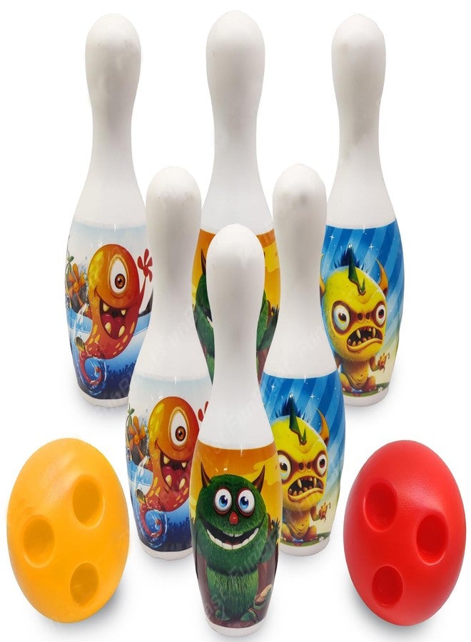 PSEUDO® Bowling Toy Set with 6 Pins and 2 Ball Indoor Outdoor Sports Game for Kids-Delux Bowling (Moster PrinBowling) - Image 2
