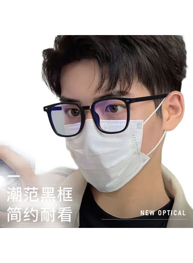 Lesca Lunetier Black Frame Glasses For Men, Prescription-Ready, Square Thick Frame, Cool And Trendy, Anti-Blue Light, Large Face, Non-Prescription Glasses - Image 1