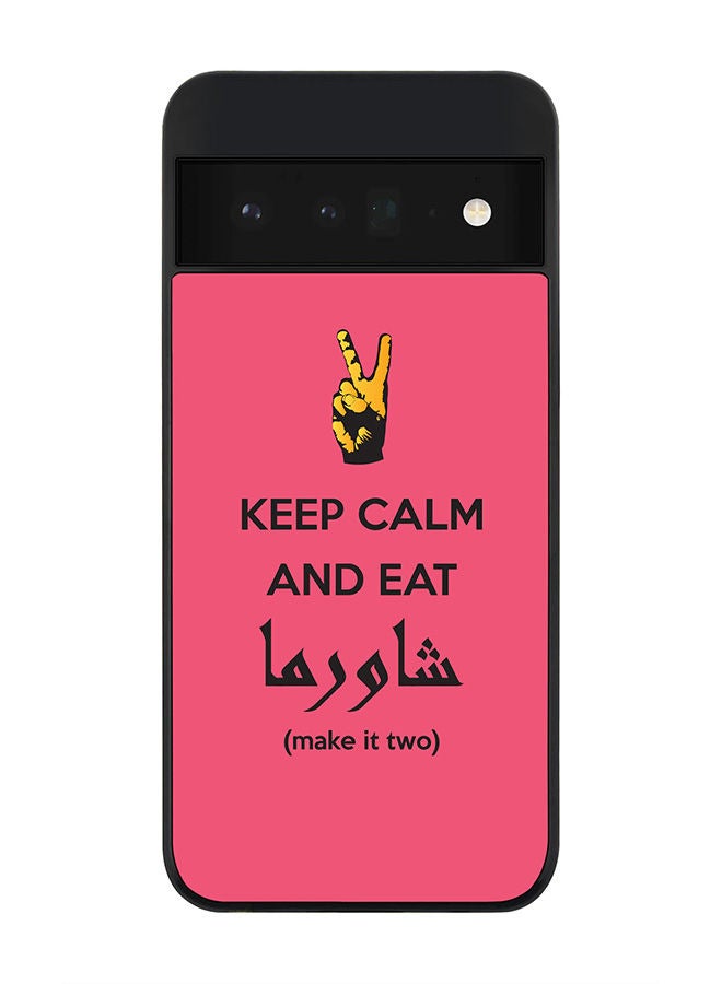 Stylizedd Rugged Black edge case for Google Pixel 6 Pro 5G Slim fit Soft Case Flexible Rubber Edges Anti Drop TPU Gel Thin Cover - Keep Calm And Eat Shawarma (Pink) - Image 1