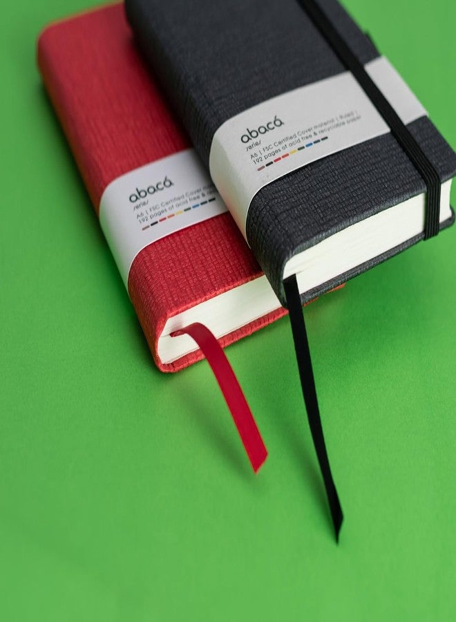 COMMA Abaca - A6 Size - Hard Bound Pocket Notebook with Elastic Band Closure - 192 Pages - 80gsm Natural Shade Paper - Textured Cover Material - Pack of 2 - (Red + Navy Blue) - Image 5