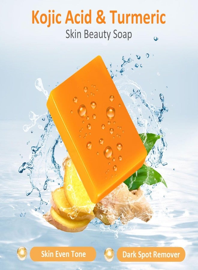 HOYEHOLA Kojic Acid Turmeric Soap Bar - Dark Spot Remover for Face Even Skin Tone, Moisturizing & Nourishing Natural Ingredients 4Packs - Image 2
