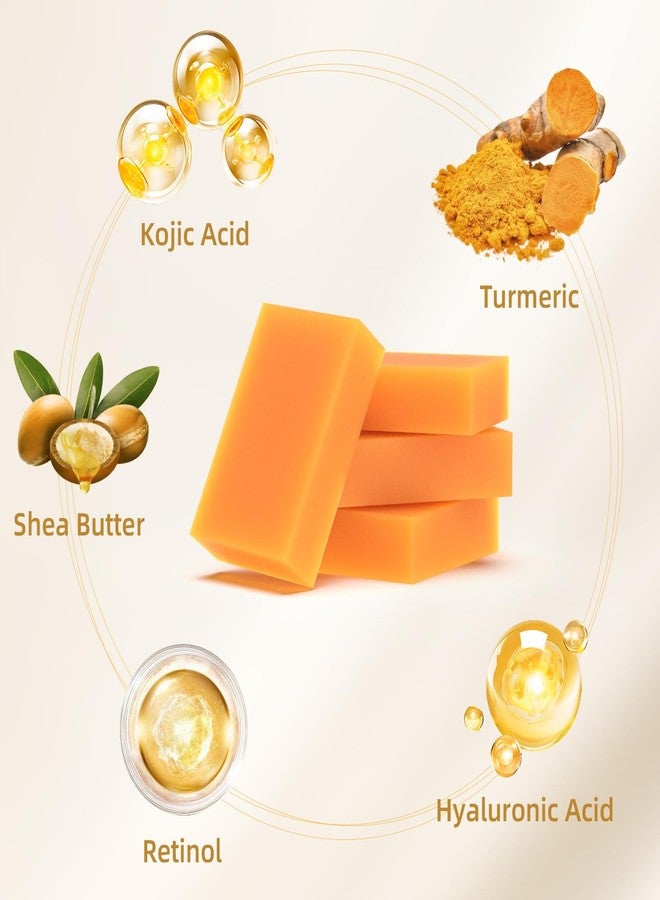 HOYEHOLA Kojic Acid Turmeric Soap Bar - Dark Spot Remover for Face Even Skin Tone, Moisturizing & Nourishing Natural Ingredients 4Packs - Image 4