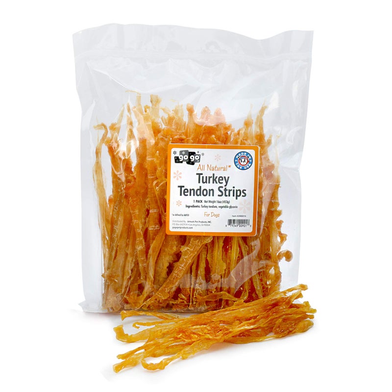 GOGO GOGO Turkey Tendon Strips Dog Chew Treats Sources and Made in The USA (1 lb) - Image 2