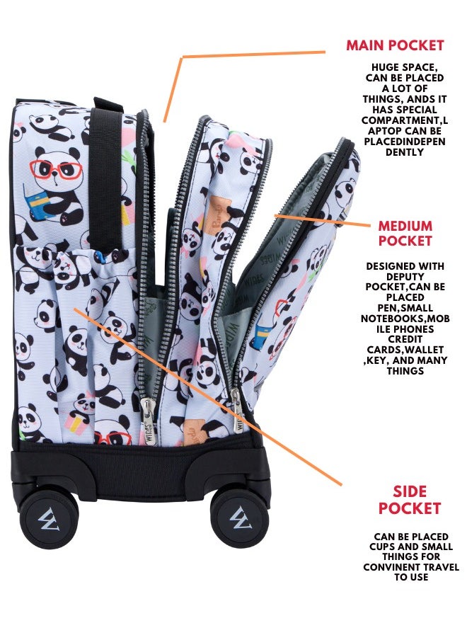Wires 3 Piece Kids School Trolley Bag laptop compartment 8Wheels With Lunch bag & Pencil Case  - Image 4