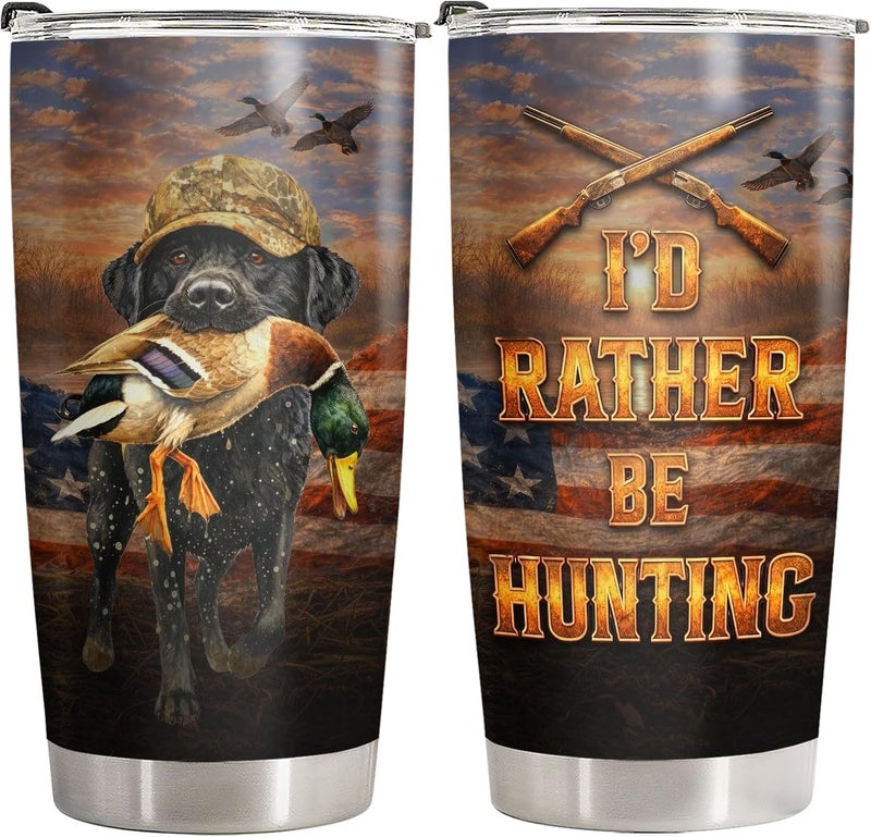 34HD Duck Hunting Dog Tumbler 20oz Stainless Steel Insulated Travel Mug with Lid Labrador Retriever Hunter Cup Outdoor Hunting Gifts for Men Dad Grandpa Birthday - Image 1