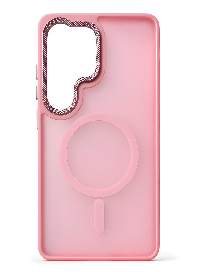 جراب مغناطيسي مقاوم للصدمات لهاتف Samsung Galaxy S26 Ultra مع إطار معدني للكاميرا - غطاء مغناطيسي أنيق غير لامع للرجال والنساء والشباب ويدعم الماج سيف والشحن اللاسلكي - مضاد لبصمات الأصابع، وحماية للكاميرا، ومقاوم للسقوط (بينك) - Image 3