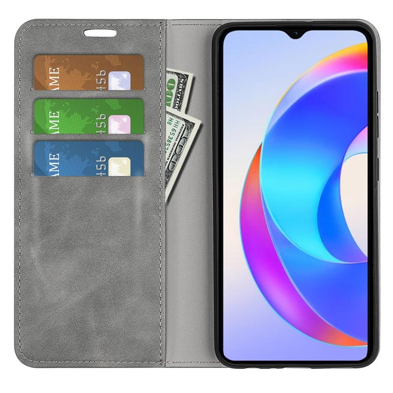 إيروريكس غطاء هاتف For Honor X5c Plus بتصميم ريترو - مصنوع من الجلد المغناطيسي الماص (رمادي) - Image 4