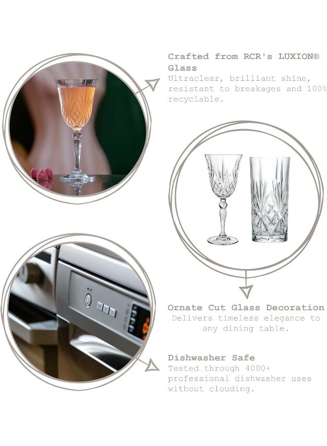 RCR 25935020006 Melodia Crystal Short Whisky Water Tumblers Glasses, 8.05 oz, Set Of 6-Clear - Image 2